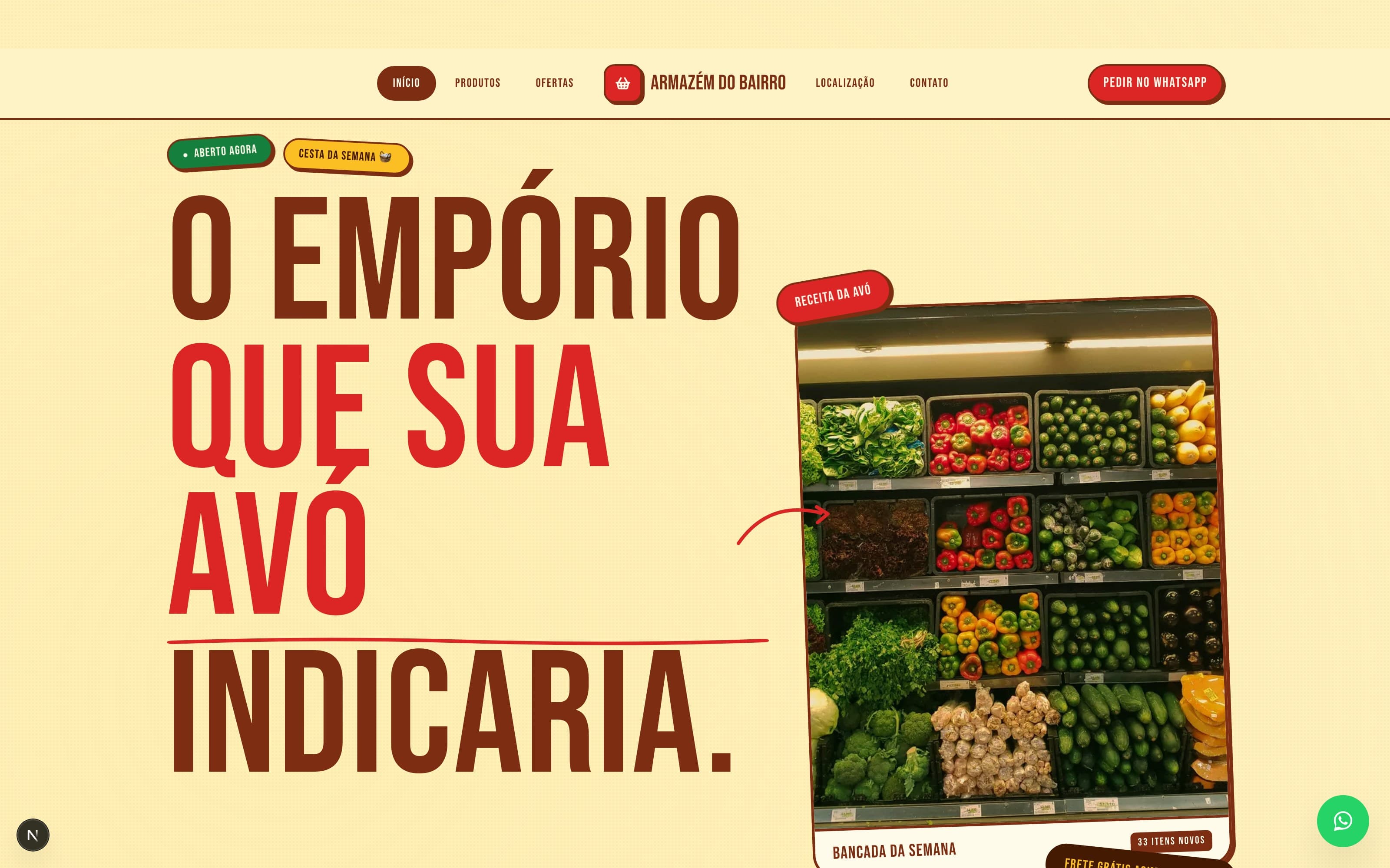 Exemplo de site: Armazém do Bairro, Comércio local